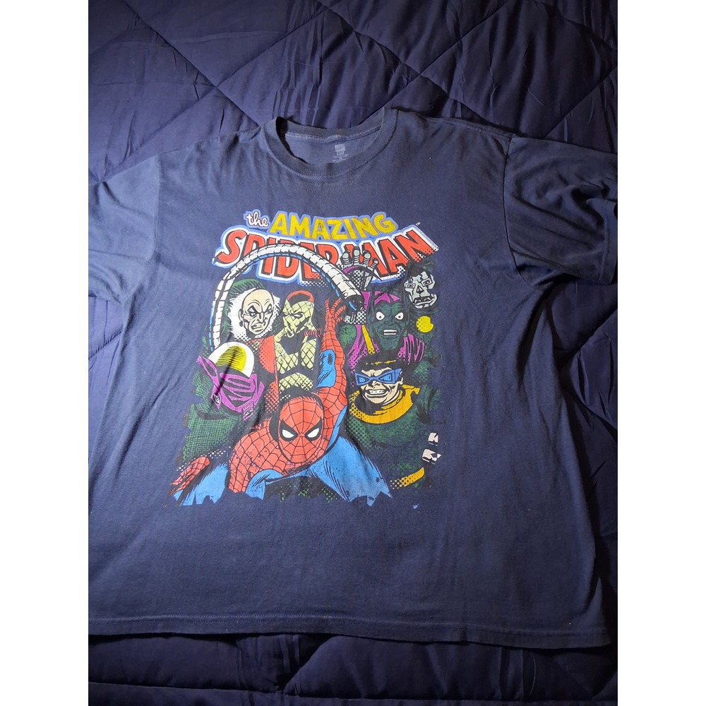 Marvel Comics The Amazing Spider-Man Villains‎ Graphic T-Shirt Navy Blue XL